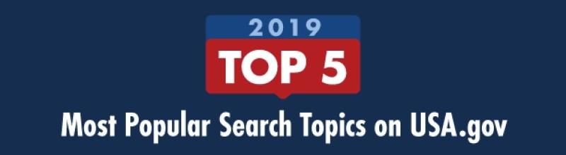 Top Searches on USA.gov in 2019 infographic cover image