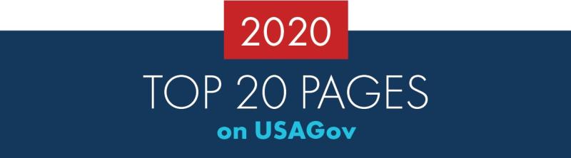 Top 20 USA.gov Pages for 2020 infographic cover image