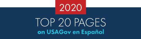 Top 20 USAGov en Español Pages for 2020 infographic cover image